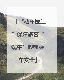 “动车医生”保障旅客“端午”假期乘车安全