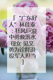 “广东好人”林佳泰：狂风巨浪中勇救落水母女 见义勇为诠释退役军人担当