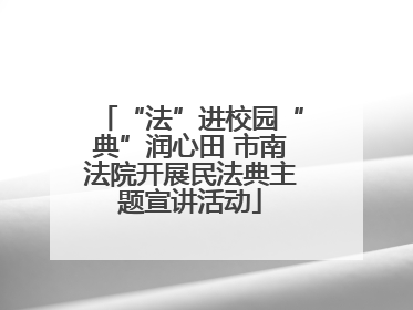 “法”进校园“典”润心田 市南法院开展民法典主题宣讲活动