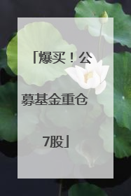爆买！公募基金重仓7股