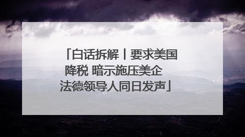 白话拆解丨要求美国降税 暗示施压美企 法德领导人同日发声