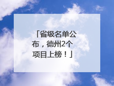 省级名单公布，德州2个项目上榜！