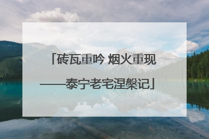 砖瓦重吟 烟火重现——泰宁老宅涅槃记