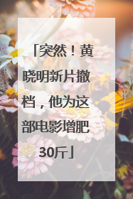 突然！黄晓明新片撤档，他为这部电影增肥30斤