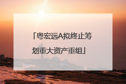 粤宏远A拟终止筹划重大资产重组