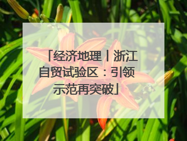 经济地理丨浙江自贸试验区：引领示范再突破
