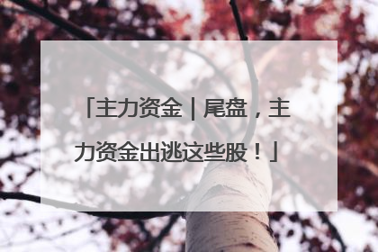 主力资金｜尾盘，主力资金出逃这些股！