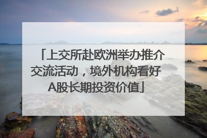 上交所赴欧洲举办推介交流活动，境外机构看好A股长期投资价值
