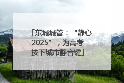 东城城管：“静心2025”，为高考按下城市静音键