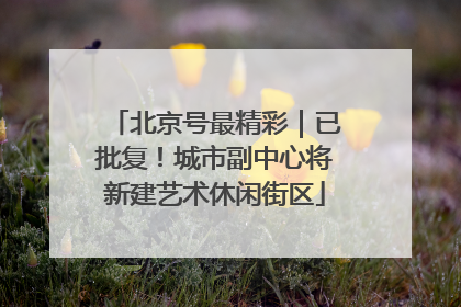 北京号最精彩｜已批复！城市副中心将新建艺术休闲街区