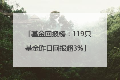 基金回报榜：119只基金昨日回报超3%
