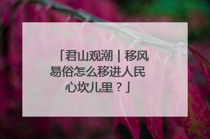 君山观潮｜移风易俗怎么移进人民心坎儿里？
