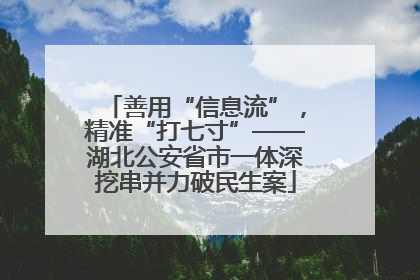 善用“信息流”，精准“打七寸”——湖北公安省市一体深挖串并力破民生案