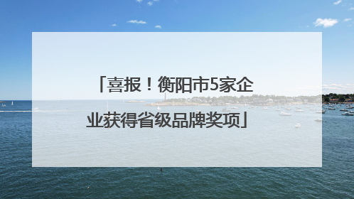 喜报！衡阳市5家企业获得省级品牌奖项