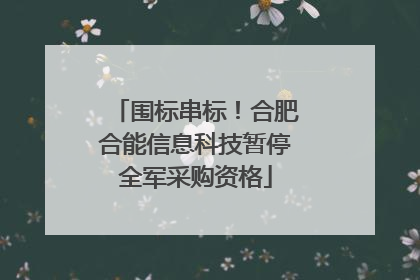围标串标！合肥合能信息科技暂停全军采购资格