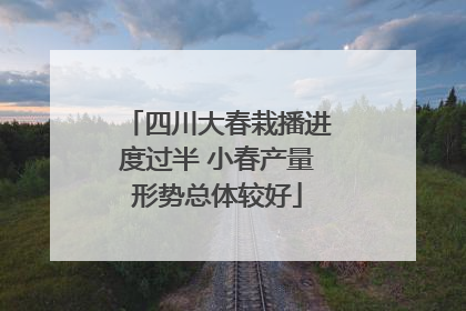 四川大春栽播进度过半 小春产量形势总体较好