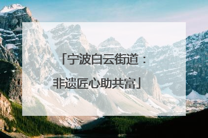 宁波白云街道：非遗匠心助共富