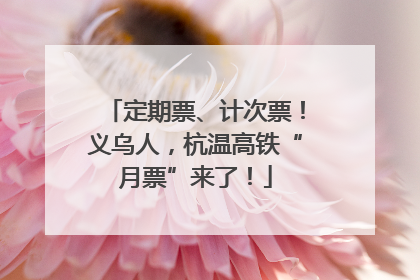 定期票、计次票！义乌人，杭温高铁“月票”来了！