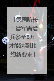 德国防长：德军需增兵多至6万才能达到北约新要求
