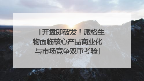 开盘即破发！派格生物面临核心产品商业化与市场竞争双重考验