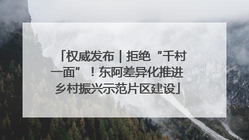 权威发布｜拒绝“千村一面”！东阿差异化推进乡村振兴示范片区建设