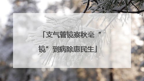 支气管镜察秋毫“镜”到病除惠民生
