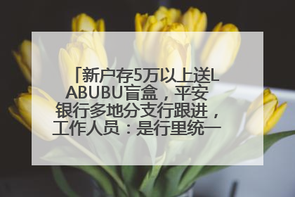 新户存5万以上送LABUBU盲盒，平安银行多地分支行跟进，工作人员：是行里统一的，进货渠道不清楚