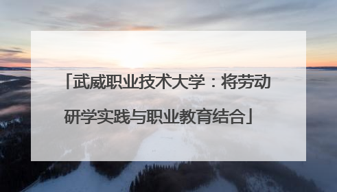 武威职业技术大学：将劳动研学实践与职业教育结合