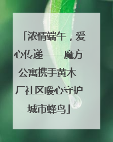 浓情端午，爱心传递——魔方公寓携手黄木 厂社区暖心守护城市蜂鸟