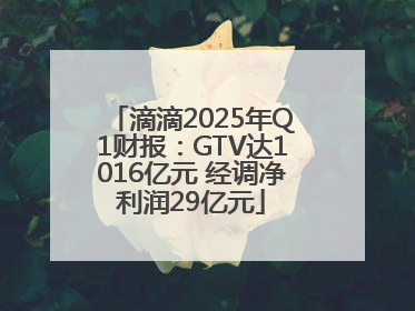 滴滴2025年Q1财报：GTV达1016亿元 经调净利润29亿元