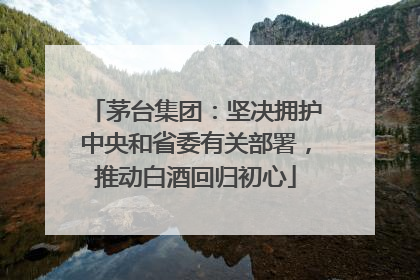 茅台集团：坚决拥护中央和省委有关部署，推动白酒回归初心