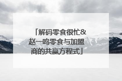 解码零食很忙&赵一鸣零食与加盟商的共赢方程式