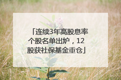 连续3年高股息率个股名单出炉，12股获社保基金重仓