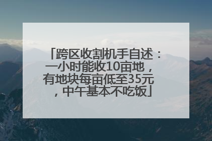 跨区收割机手自述：一小时能收10亩地，有地块每亩低至35元，中午基本不吃饭