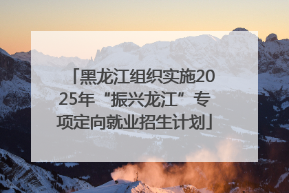 黑龙江组织实施2025年“振兴龙江”专项定向就业招生计划