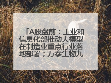 A股盘前：工业和信息化部推动大模型在制造业重点行业落地部署；万泰生物九价HPV疫苗获批上市；特朗普催促鲍威尔降息